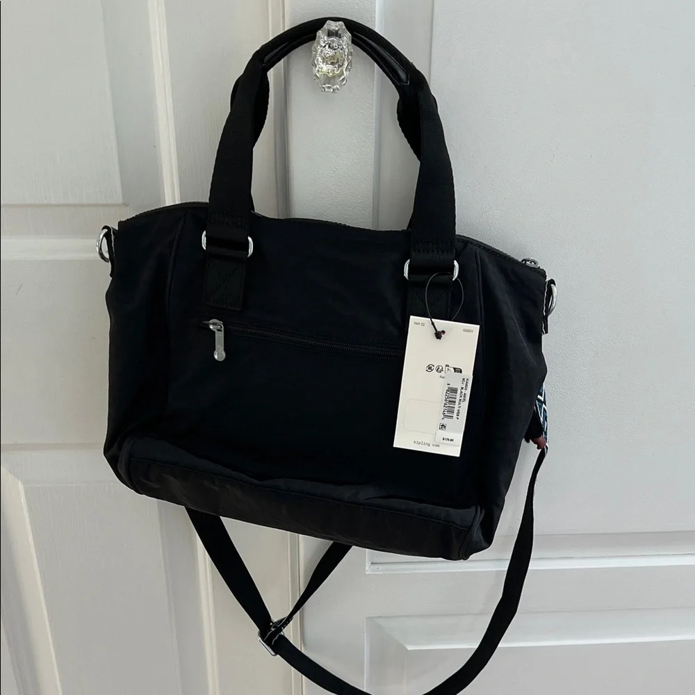 Kipling Black Crossbody Bag with Patterned Strap - Picture 6 of 10